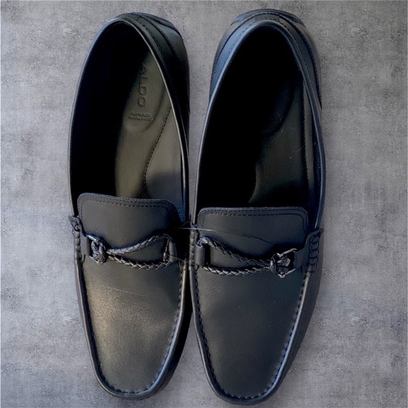 ALDO AMBANI Black Leather Moccasin Loafers Size 13 Black GOTHIC Normcore NWOT - Picture 3 of 14